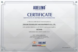 GIỚI THIỆU 1 Chung nhan phan phoi bom cong nghiep Adelino tai viet nam